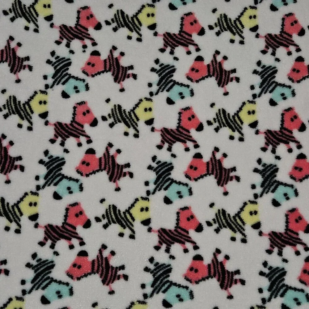 Cutie Pie Zebra Fleece Baby Blanket Lovey Pink Yellow Mint Green 30x36